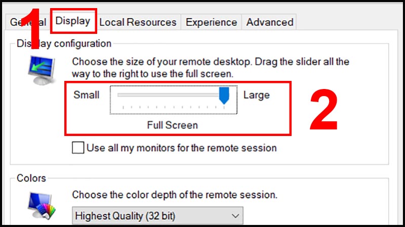 Trong tab Display, k&eacute;o thanh trượt để chọn k&iacute;ch thước mong muốn